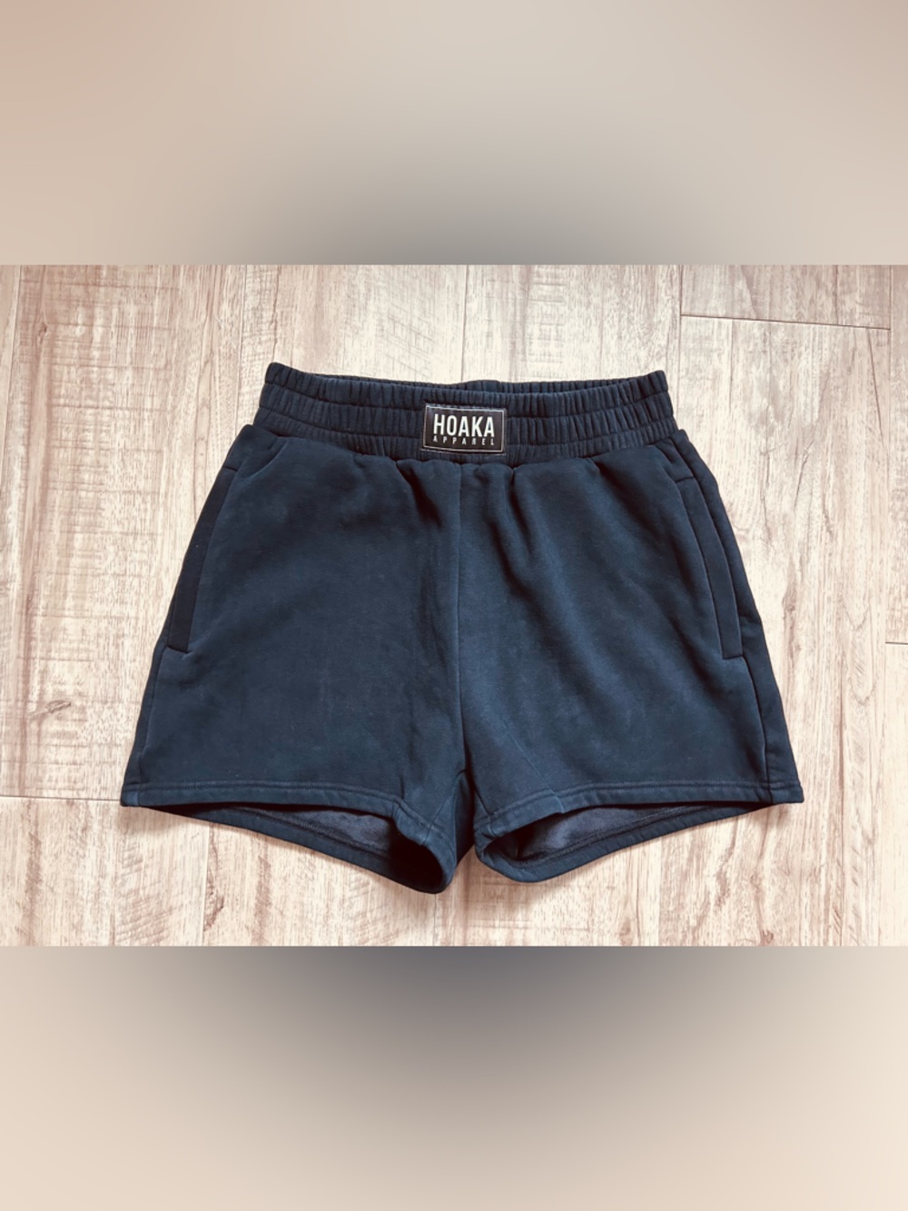 HOAKA Black Cozy Shorts velour lined zippered pockets comfy sporty fitness gym